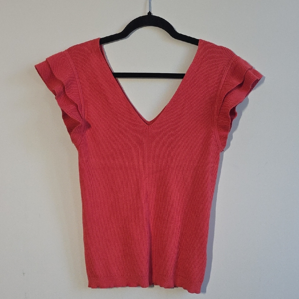 Philosophy - Ruffle Sleeve Knit Shirt - Size L